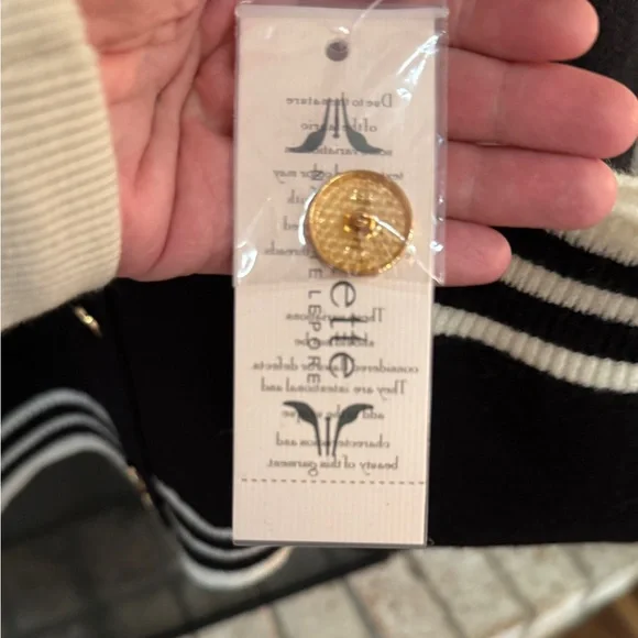 Nanette Lepore Black & Cream Varsity Cardigan Sweater Size XL NWT - Picture 9 of 11